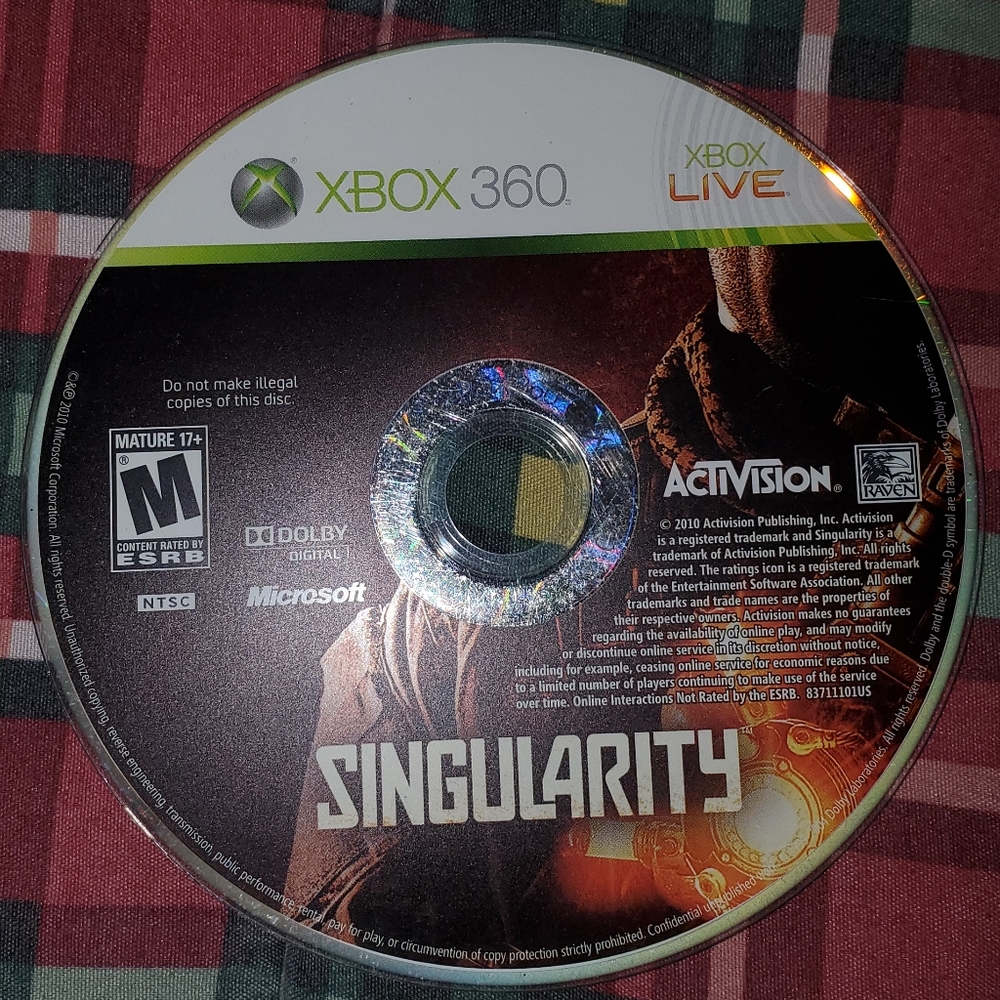 5 for $25 | Xbox 360 Singularity Raven Software Activision - UNTESTED
